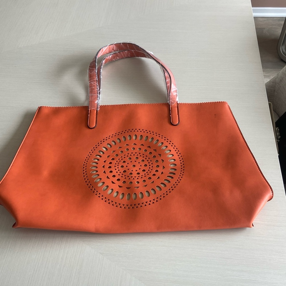 Neiman Marcus beach bag orange